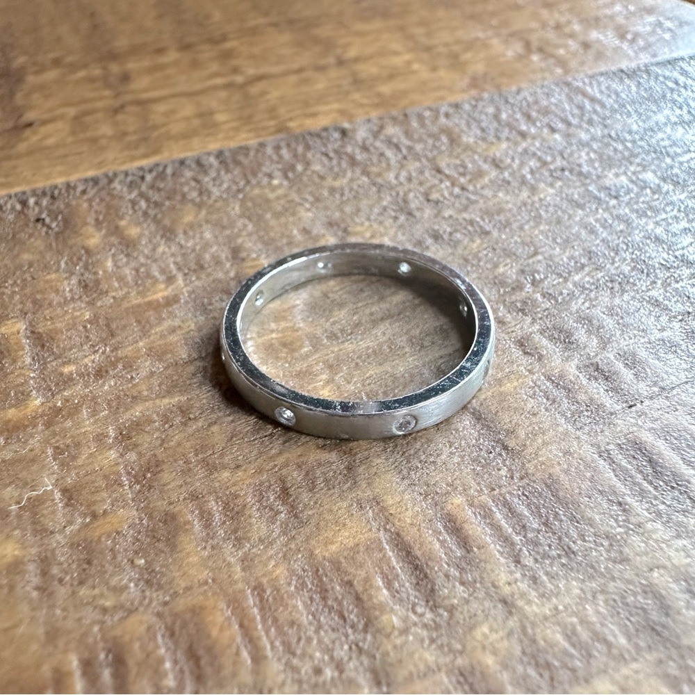 Silvertone & CZ Dainty Contemporary Stack Ring by Park Lane Jewelry - Picture 4 of 6